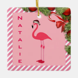  gepersonaliseerde Flamingo Keramisch Ornament