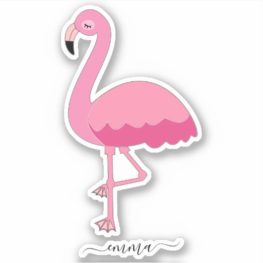 Gepersonaliseerde Flamingo Sticker (Voorkant)