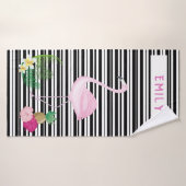 Gepersonaliseerde Flamingo strandlaken Badhanddoek (Badhanddoek)
