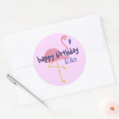 Gepersonaliseerde flamingo verjaardagsfeestjes sti ronde sticker (Envelop)