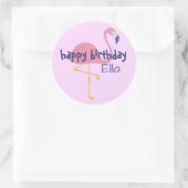 Gepersonaliseerde flamingo verjaardagsfeestjes sti ronde sticker (Tas)