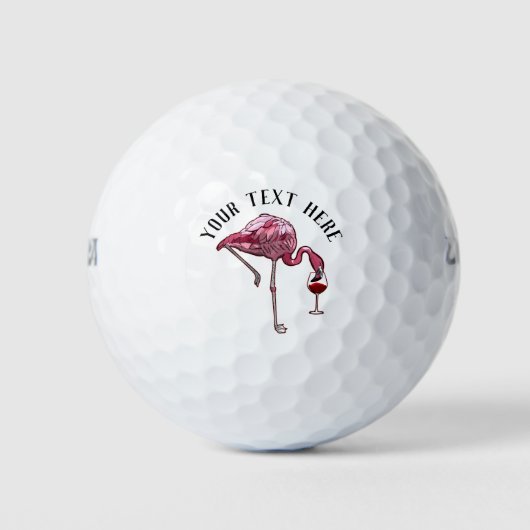 Gepersonaliseerde Flamingo Wine Drinker Novelty Gi Golfballen (Voorkant)