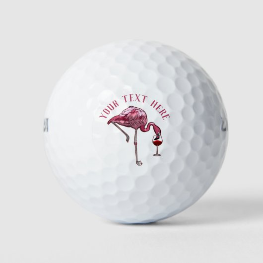 Gepersonaliseerde Flamingo Wine Drinker Novelty Gi Golfballen (Voorkant)
