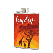 Gepersonaliseerde Flask African Safari Giraffe Sun Heupfles (Links)
