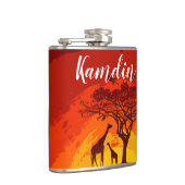 Gepersonaliseerde Flask African Safari Giraffe Sun Heupfles (Rechts)