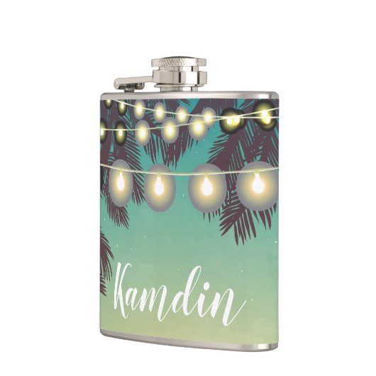 Gepersonaliseerde Flask Beach Sunset Palm Tree Str Heupfles (Links)