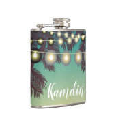 Gepersonaliseerde Flask Beach Sunset Palm Tree Str Heupfles (Rechts)