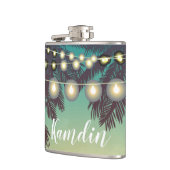 Gepersonaliseerde Flask Beach Sunset Palm Tree Str Heupfles (Links)