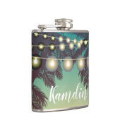 Gepersonaliseerde Flask Beach Sunset Palm Tree Str Heupfles (Rechts)