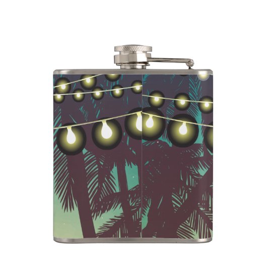 Gepersonaliseerde Flask Beach Sunset Palm Tree Str Heupfles (Achterkant)