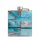 Gepersonaliseerde Flask Blauw Hout Schuur Deur Laa Heupfles (Achterkant)