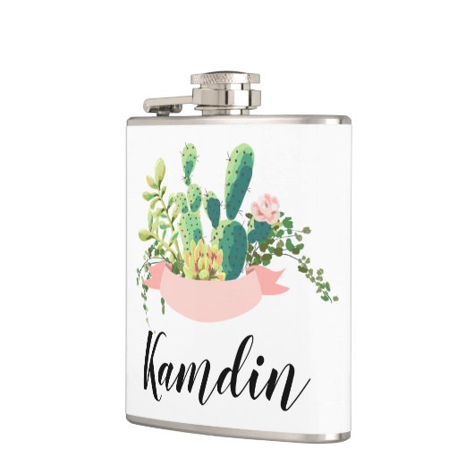 Gepersonaliseerde Flask Bohemian Cactus Succulents Heupfles (Links)