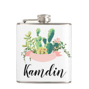 Gepersonaliseerde Flask Bohemian Cactus Succulents Heupfles