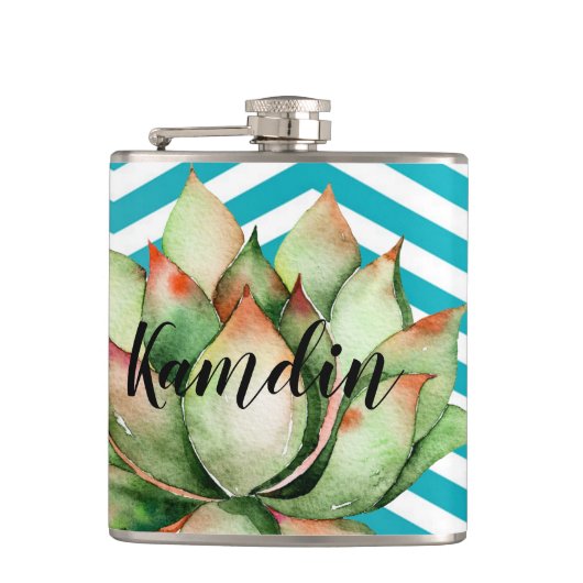 Gepersonaliseerde Flask Boho Cacti Cactus Succulen Heupfles (Voorkant)