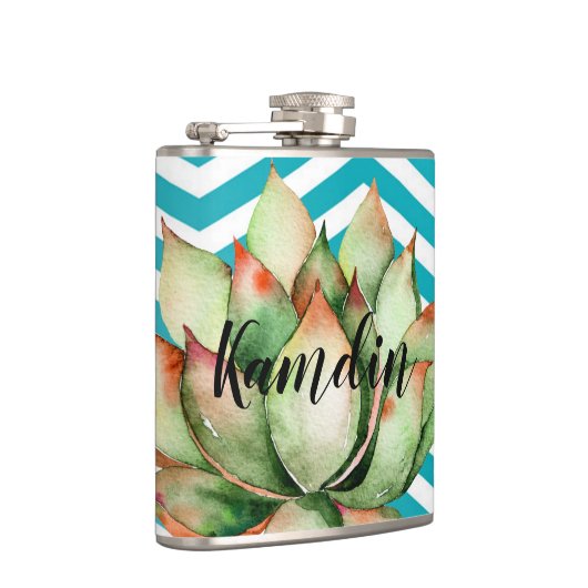 Gepersonaliseerde Flask Boho Cacti Cactus Succulen Heupfles (Rechts)