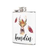 Gepersonaliseerde Flask boho hert Buck Head Browni Heupfles (Links)