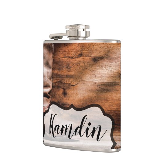 Gepersonaliseerde Flask Cowboy Laarzen Schuur Hout Heupfles (Links)