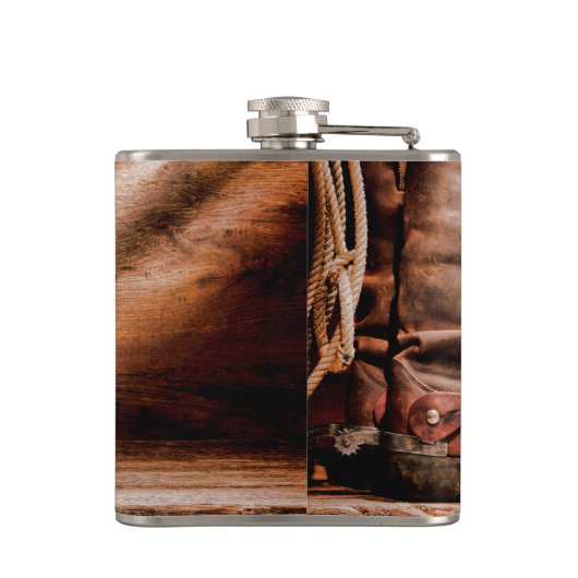 Gepersonaliseerde Flask Cowboy Laarzen Schuur Hout Heupfles (Achterkant)