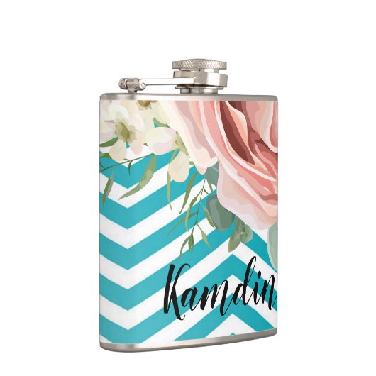 Gepersonaliseerde Flask Geometrisch Roos Chevron B Heupfles (Rechts)