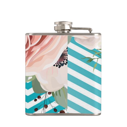 Gepersonaliseerde Flask Geometrisch Roos Chevron B Heupfles (Achterkant)