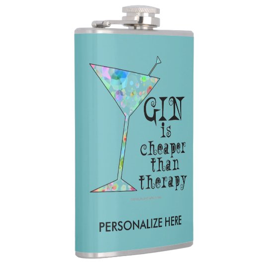 GEPERSONALISEERDE FLASK - GIN IS KAPER DAN THERAPI HEUPFLES (Rechts)