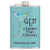 GEPERSONALISEERDE FLASK - GIN IS KAPER DAN THERAPI HEUPFLES (Voorkant)