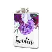 Gepersonaliseerde Flask Lavendel Hibiscus op Wit Heupfles (Links)