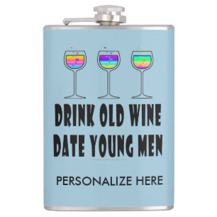 GEPERSONALISEERDE FLASK, OUDE WIJN VAN DE DRINK, D HEUPFLES