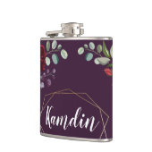 Gepersonaliseerde Flask Plum Paarse Rozen Gold Geo Heupfles (Links)