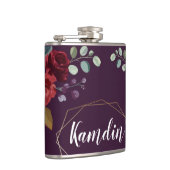 Gepersonaliseerde Flask Plum Paarse Rozen Gold Geo Heupfles (Rechts)
