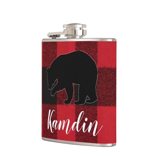 Gepersonaliseerde Flask Red Buffalo Plaid Beer Zwa Heupfles (Links)
