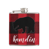 Gepersonaliseerde Flask Red Buffalo Plaid Beer Zwa Heupfles (Voorkant)