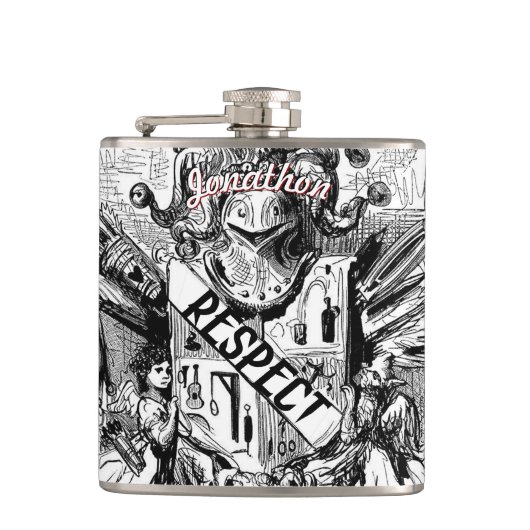 Gepersonaliseerde Flask Respecteer de Ridder Heupfles (Voorkant)