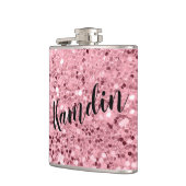 Gepersonaliseerde Flask Roos Gold Glitter Heupfles (Links)