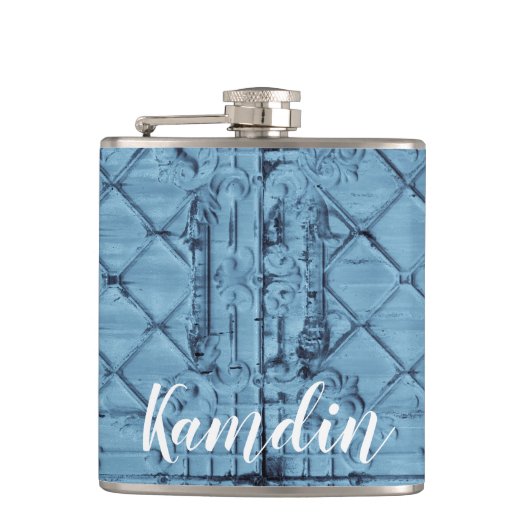 Gepersonaliseerde Flask Rustieke Tin Panel Plafond Heupfles (Voorkant)