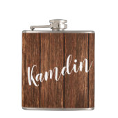 Gepersonaliseerde Flask Schuur Hout Land Rustiek Heupfles (Voorkant)