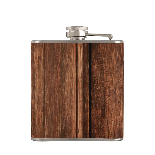 Gepersonaliseerde Flask Schuur Hout Land Rustiek Heupfles (Achterkant)