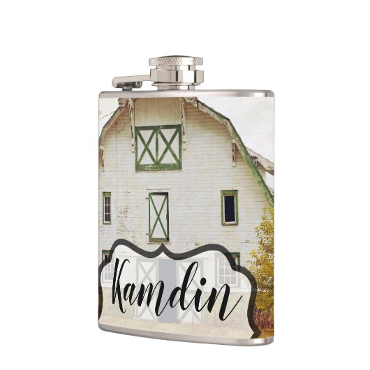 Gepersonaliseerde Flask Sunset Barn Country Rustic Heupfles (Links)