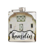 Gepersonaliseerde Flask Sunset Barn Country Rustic Heupfles (Voorkant)