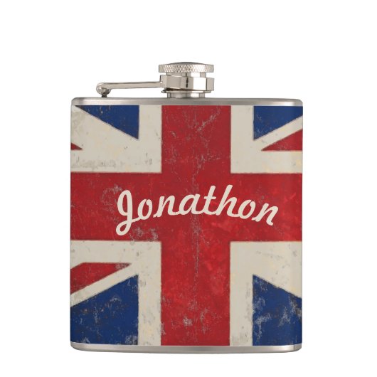 Gepersonaliseerde Flask UK vlag Heupfles (Voorkant)