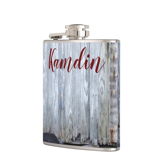 Gepersonaliseerde Flask Wit Wassen Hout Schuur Deu Heupfles (Links)