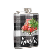 Gepersonaliseerde Flask XMAS Truck Baffalo Plaid Z Heupfles (Rechts)