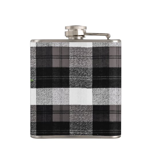 Gepersonaliseerde Flask XMAS Truck Baffalo Plaid Z Heupfles (Achterkant)