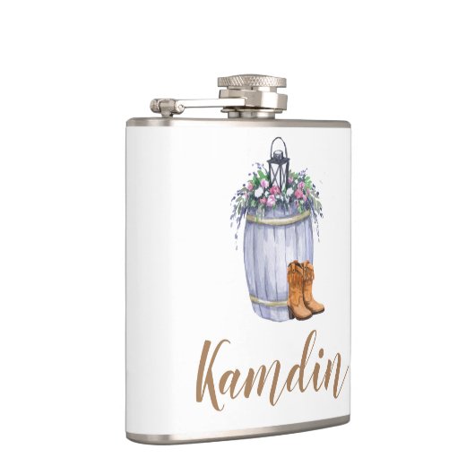 Gepersonaliseerde Flask Zomer Land Bruiloft Rustie Heupfles (Rechts)