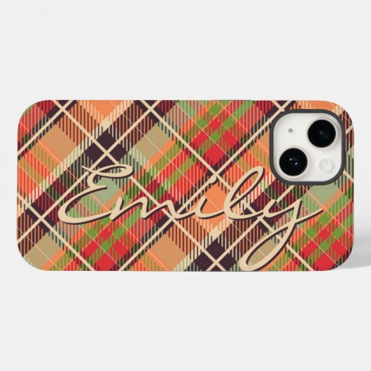 Gepersonaliseerde Flat Checkered Plaid Case-Mate iPhone Case (Achterkant (horizontaal))