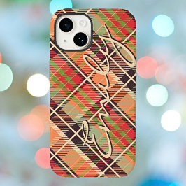 Gepersonaliseerde Flat Checkered Plaid Case-Mate iPhone 14 Hoesje