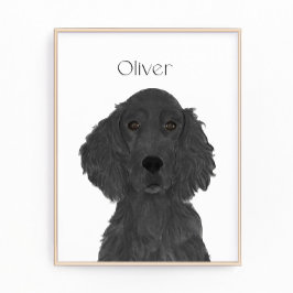 Gepersonaliseerde Flat Coated Retriever Art Foto Afdruk