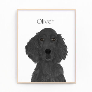 Gepersonaliseerde Flat Coated Retriever Art Foto Afdruk