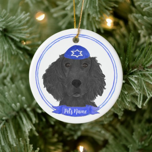 Gepersonaliseerde Flat Coated Retriever hond Chano Keramisch Ornament (Boom)