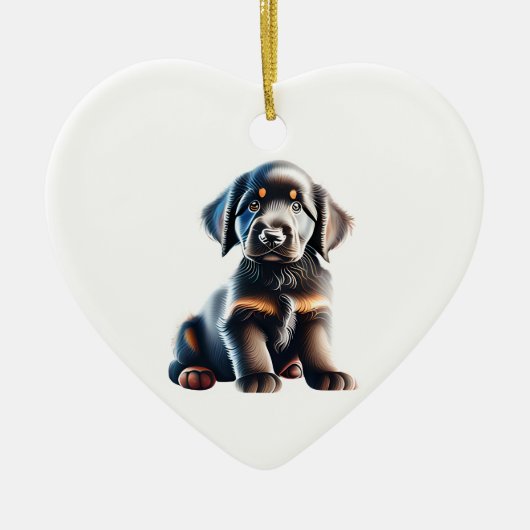 Gepersonaliseerde Flat-Coated Retriever Puppy Keramisch Ornament (Voorkant)